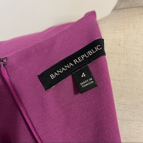 Banana Republic Purple Ponte Flutter Sleeve Career Dress Womens Size 4 - Picture 7 of 10